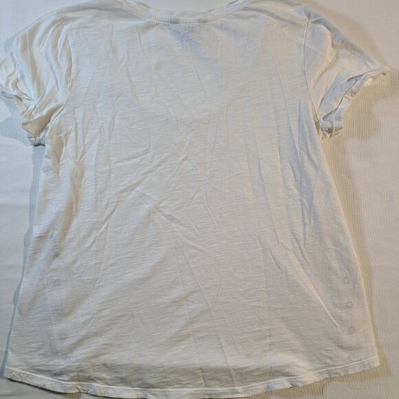Rock & Republic White Tee Size M Scoopneck Cotton Jersey Side Snap Detail - Picture 4 of 7